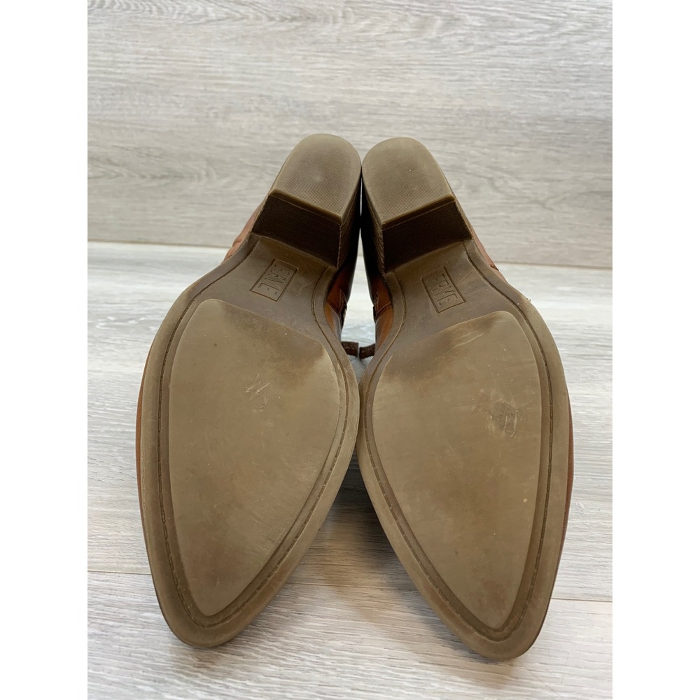 Frye Judith Women's Zip Cognac Leather Ankle Boots 9.5 Booties Comfort Shoes - Picture 6 of 11